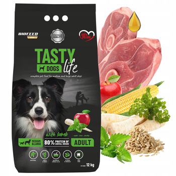 BIOFEED TASTY DOGS LIFE Medium Large Jagnięcina karma dla psa sucha 12 kg