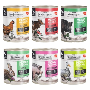 WIEJSKA ZAGRODA Monobiałkowa Mix Smaków karma mokra dla psa 6 x 800g