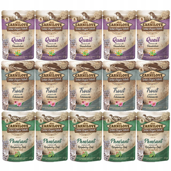 CARNILOVE CAT POUCH Mix smaków karma mokra dla kota 15 x 85g bez zbóż