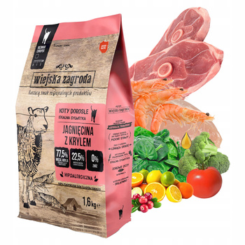 WIEJSKA ZAGRODA sucha karma dla kota 1,6kg Jagnięcina kryl