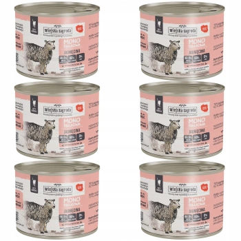 WIEJSKA ZAGRODA MONO Karma mokra dla kota 6 x 200g Jagnięcina