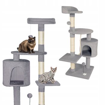 Drapak dla kota Gaczoo duży wieża legowisko jasny szary 40 x 40 x 116 cm