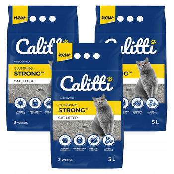 Bentonitowy żwirek dla kota Calitti Strong 3 x 5l Bezzapachowy