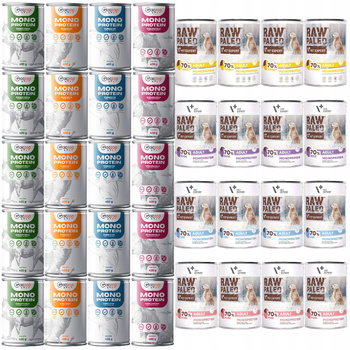 Raw Paleo Gaczoo MONO PROTEIN karma mokra dla psa mix smaków 36 x 400g