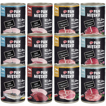 Pan Mięsko karma dla psa mokra 12 x 400g mix