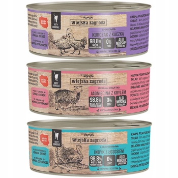 WIEJSKA ZAGRODA Karma mokra dla kota mix smaków 60 x 85g bezzbożowa