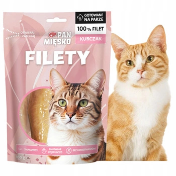 Pan Mięsko Filety Naturalny Smakołyk przysmak dla kota Kurczak 100g