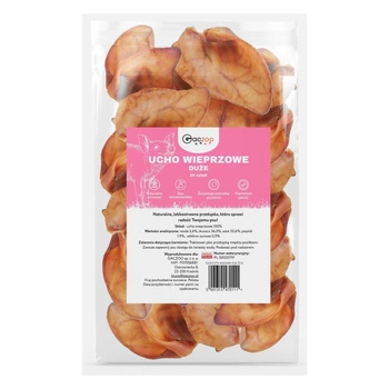 GACZOO 100% Naturalny przysmak dla psa Ucho Wieprzowe Duże XL 20 sztuk smakołyk