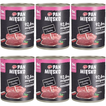 Pan Mięsko mokra karma dla szczeniąt 6 x 800g Wieprzowina Kaczka 