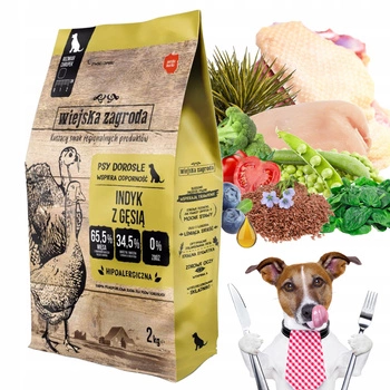 WIEJSKA ZAGRODA Karma sucha dla psa Indyk Gęś 2 KG Bezzbożowa