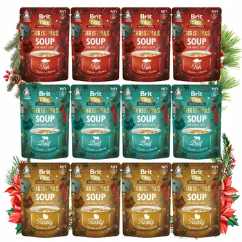 BRIT CHRISTMAS SOUP karma mokra zupa dla kota mix smaków 12 x 75g