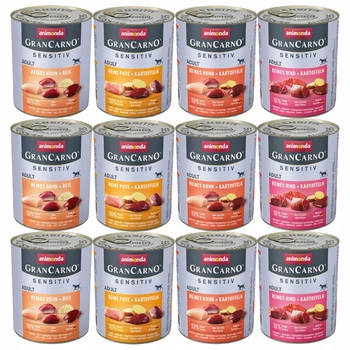 ANIMONDA GranCarno Sensitive karma mokra dla psa Mix Smaków 12 x 800g