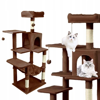 Drapak dla kota Gaczoo duży wieża legowisko brązowy 55 x 45 x 143 cm