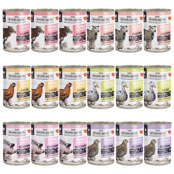 WIEJSKA ZAGRODA MONO Karma mokra dla kota mix smaków 18 x 400g Bezzbożowa