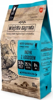 WIEJSKA ZAGRODA Indyk Łosoś karma dla kota sucha 10 kg bezzbożowa