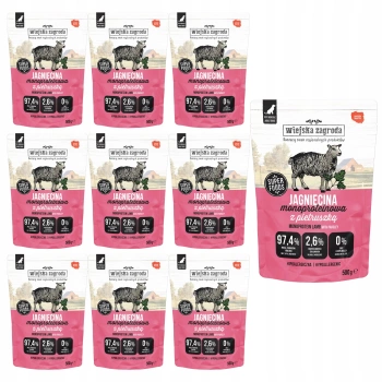 WIEJSKA ZAGRODA Mono mokra karma dla psa Jagnięcina z pietruszką 10 x 500g