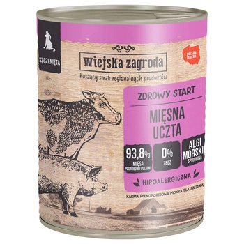 WIEJSKA ZAGRODA Karma mokra dla szczeniąt Mięsna Uczta 800g