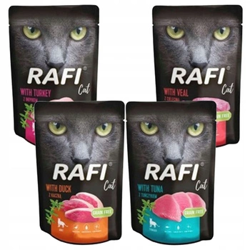 DOLINA NOTECI RAFI Karma mokra dla kota mix smaków 4 x 100g Bezzbożowa