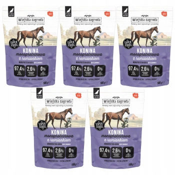 WIEJSKA ZAGRODA Mono mokra karma dla psa Konina z rumiankiem 5 x 500g