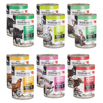 WIEJSKA ZAGRODA Karma mokra dla psa MONO PROTEIN MIX 12x400g