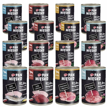 Pan Mięsko karma dla psa mokra 16 x 400g mix