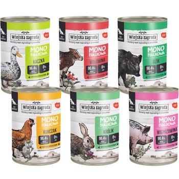 WIEJSKA ZAGRODA Karma mokra dla psa MONO PROTEIN MIX 6x400g