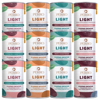 PERRO Light Monobiałkowa karma mokra dla psa mix smaków 12 x 400g