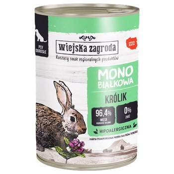 WIEJSKA ZAGRODA MONOPROTEIN Karma mokra dla psa Królik 400g
