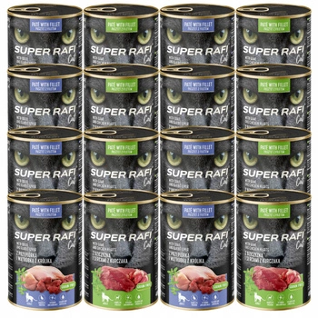 SUPER RAFI Cat karma mokra dla kota mix smaków 16 x 400g