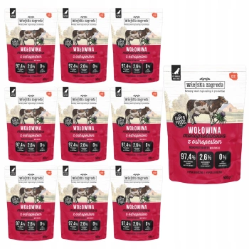 WIEJSKA ZAGRODA Mono mokra karma dla psa Wołowina z ostropestem 10 x 500g