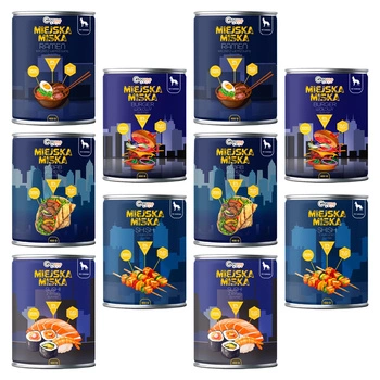 Gaczoo Miejska Miska bezzbożowa karma mokra dla psa Mix smaków 10 x 400g