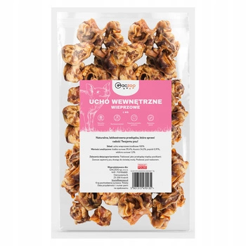 GACZOO Naturalny przysmak dla psa Ucho Wewnętrzne Środkowe Wieprzowe 1 kg