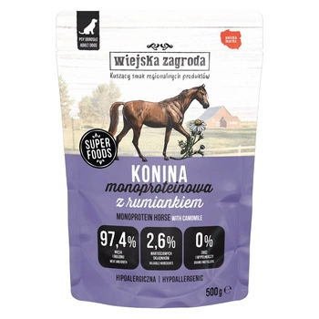 WIEJSKA ZAGRODA Mono mokra karma dla psa Konina z rumiankiem 500g