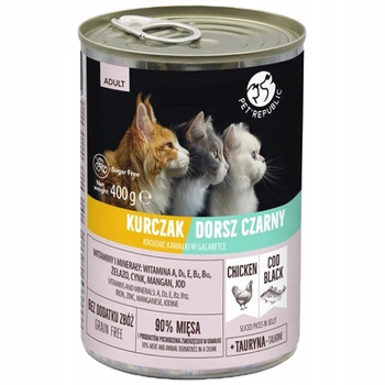 PET REPUBLIC Karma mokra w galaretce dla kota Kurczak Czarny Dorsz 400g