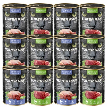 SUPER RAFI Cat karma mokra dla kota mix smaków 12 x 400g