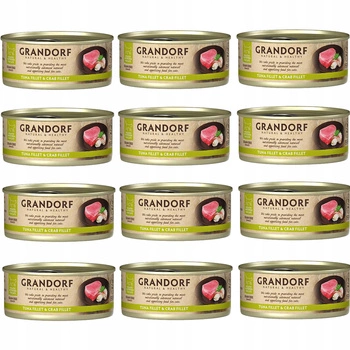 GRANDORF zdrowa karma mokra dla kota Tuńczyk Krab 12 x 70g Bezzbożowa