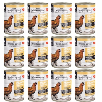 WIEJSKA ZAGRODA MONO Karma mokra dla kota Kurczak 12 x 400g Bezzbożowa