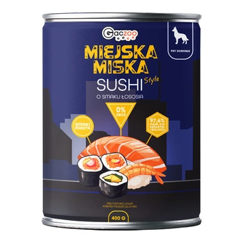 Gaczoo Miejska Miska bezzbożowa karma mokra dla psa Sushi z Rybą 400g