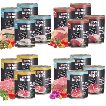 Pan Mięsko karma dla psa mokra 16 x 800g Mix