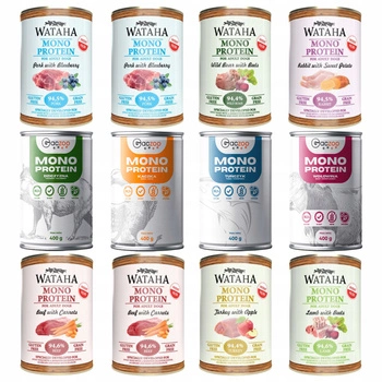 WATAHA GACZOO Mono Protein Adult karma mokra dla psa Mix smaków 12 x 400g