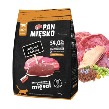 Pan Mięsko karma dla kota sucha 400g Cielęcina Kaczka