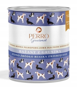 Perro Gourmet Monobiałkowa Karma Mokra Bażant z Gruszką 800g dla Psa