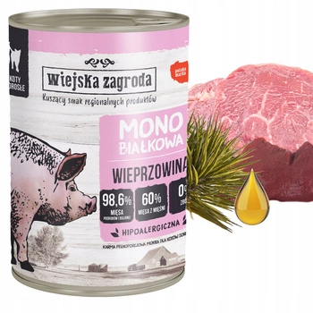 WIEJSKA ZAGRODA MONO Karma mokra dla kota Wieprzowina 400g Bezzbożowa