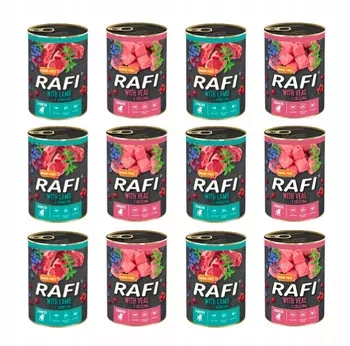 Karma mokra dla szczeniąt RAFI Junior MIX Smaków12x400g