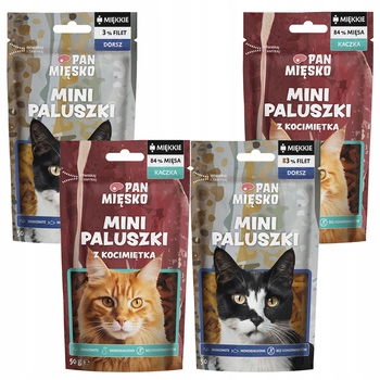 PAN MIĘSKO Mini Paluszki Naturalny przysmak dla kota Mix smaków 4 x 50g