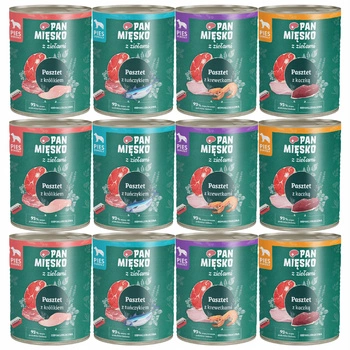 PAN MIĘSKO z Ziołami Karma mokra dla psa Pasztet mix smaków 12 x 800g