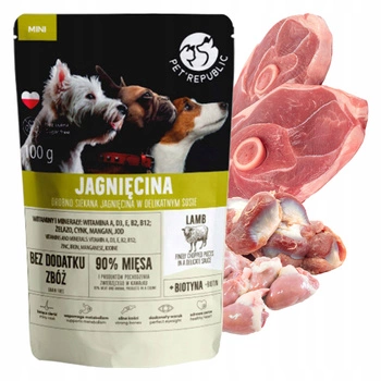 PET REPUBLIC Mini Fileciki karma mokra dla psa Jagnięcina 100g