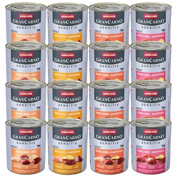 ANIMONDA GranCarno Sensitive karma mokra dla psa Mix Smaków 16 x 800g