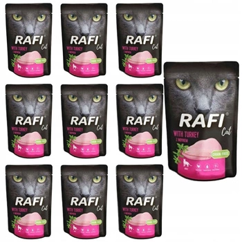 DOLINA NOTECI RAFI Karma mokra dla kota Indyk 10 x 100g Bezzbożowa
