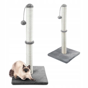 Drapak dla kota Gaczoo słupek z piłeczką jasny szary 40 x 40 x 72 cm